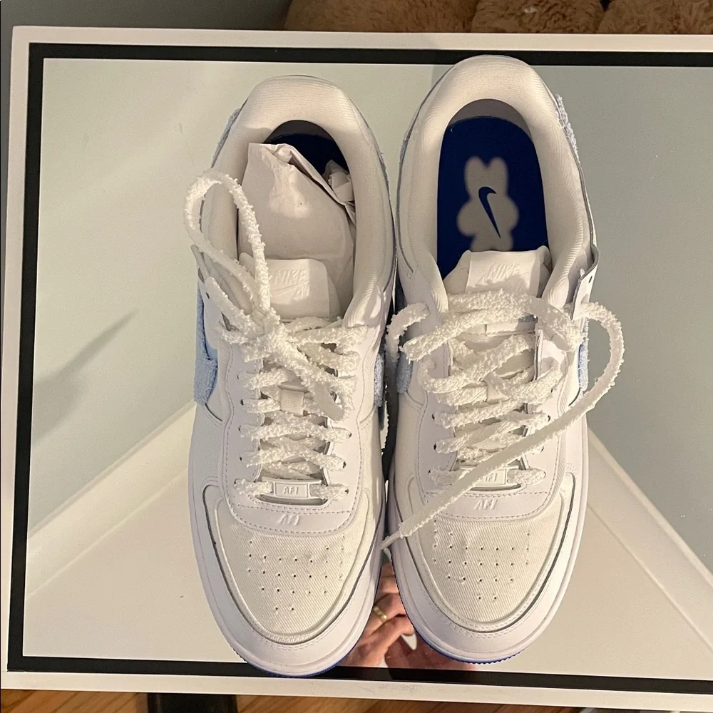 Nike Air Force 1 Shadow White with Blue Highlights